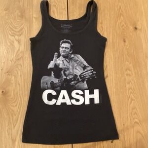 Johnny Cash Tank Top Shirt Middle Finger Jim Marshall Clothing Women Black Small